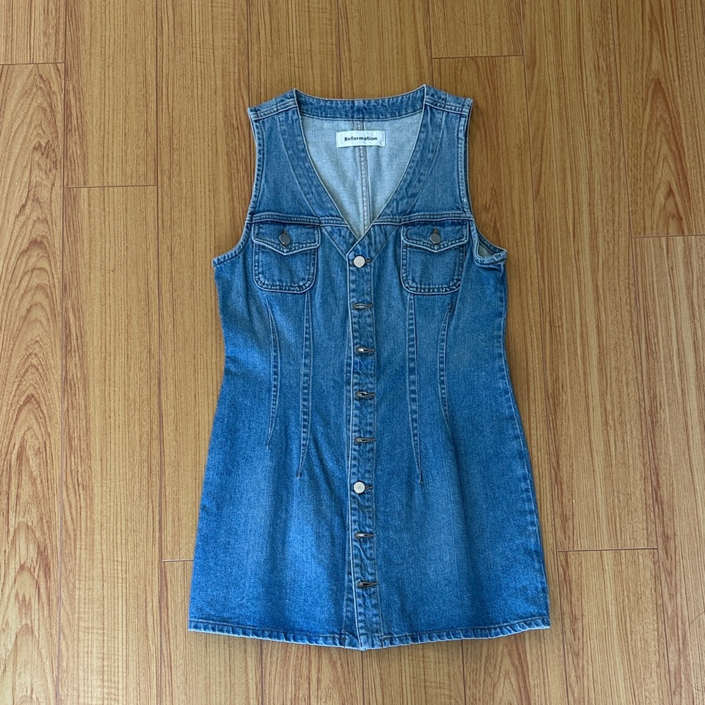 Denim Button-Up Sleeveless Dress